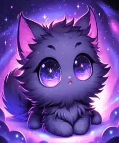 Cute Cat With Galaxy Eyes Diamond Painting