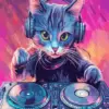 Dj Cat Wearing Headphones Diamond Painting