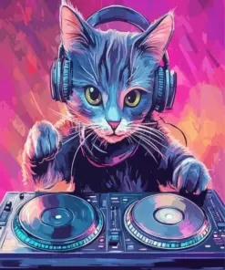 Dj Cat Wearing Headphones Diamond Painting