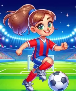 Female Cartoon Footballer Diamond Painting
