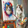 Fluffy Cat Painter Diamond Painting