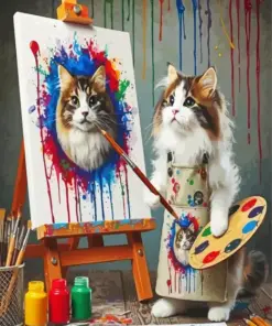 Fluffy Cat Painter Diamond Painting