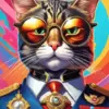 General Cat Wearing Glasses Diamond Painting