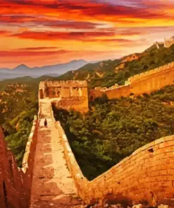 Great Wall Of China At Sunset Diamond Painting
