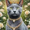 Grey Cat Wearing Crown Diamond Painting