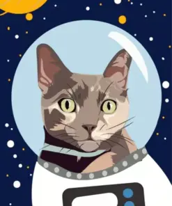 Illustration Astronaut Cat Diamond Painting