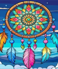 Illustration Colorful Dream Catcher Diamond Painting