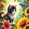 Kitten And Bird Diamond Painting