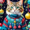 Merry Christmas Cat Diamond Painting