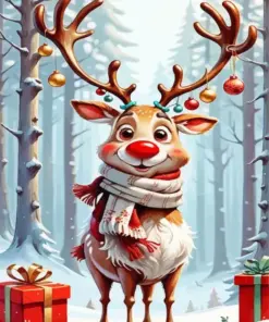 Merry Christmas Deer Diamond Painting