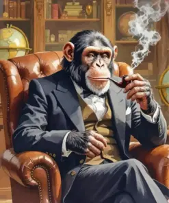 Mr Chimpanzee Smoking Pipe Diamond Painting