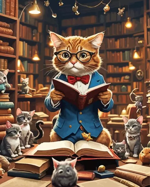 Nerd Cat Diamond With Numbers Nerd Cat Diamond Painting