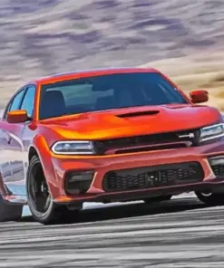 Orange Charger Daytona Diamond Painting
