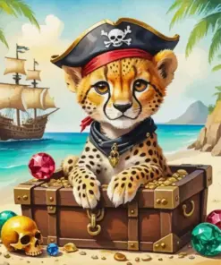 Pirate Baby Cheetah Diamond Painting