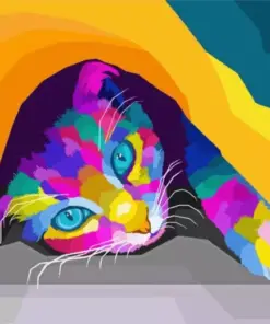 Pop Art Cat Under Blanket Diamond Painting
