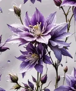 Purple Columbine Flowers Diamond Painting