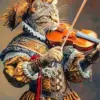 Renaissance Cat Playing Violin Diamond Painting