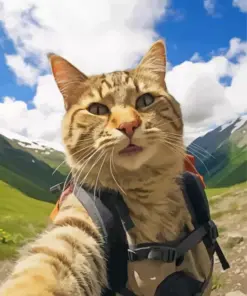 Short Haired Cat Taking Selfie Diamond Painting