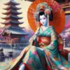Vintage Chinese Girl With Umbrella Diamond Painting