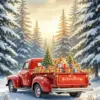 Vintage Christmas Red Truck Diamond Painting