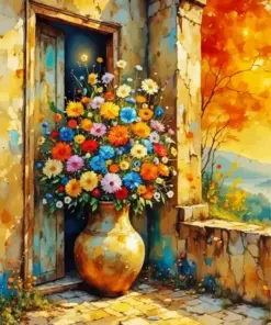 Vintage Colorful Flower Vase Diamond Painting