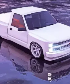 White Chevy Truck Diamond Painting
