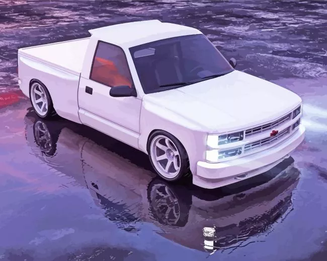 White chevy truck Diamond With Numbers White Chevy Truck Diamond Painting