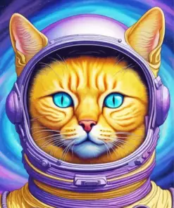 Yellow Cat Astronaut Diamond Painting