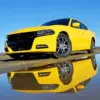 Yellow Charger Car Water Reflection Diamond Painting