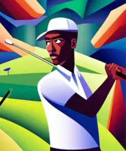 Abstract Golfer Man Diamond Painting