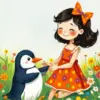 Aesthetic Girl And Penguin Diamond Painting