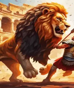 Aesthetic Gladiator And Lion Diamond Painting
