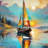 Aesthetic Sailboat At Sunset Art Diamond Painting
