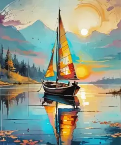 Aesthetic Sailboat At Sunset Art Diamond Painting