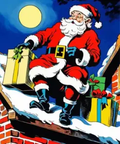 Aesthetic Santa On The Roof Diamond Painting