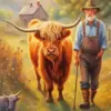 Aesthetic Scottish Cow Art Diamond Painting