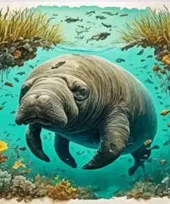 Aesthetic Sea Cow Art Diamond Painting