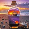 Aesthetic Ship Bottle Sunset Art Diamond Painting