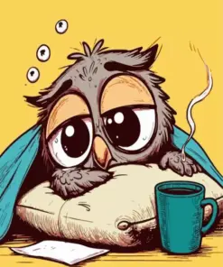 Aesthetic Sleepy Owl Cartoon Diamond Painting