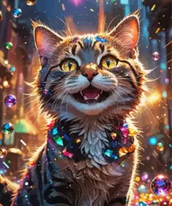 Aesthetic Smiling Cat Cartoon Diamond Painting