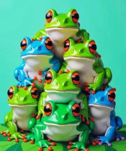 Aesthetic Stacked Frogs Art Diamond Painting