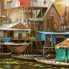 Animated Fishing Village Diamond Painting