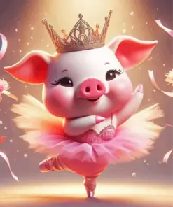 Ballet Girly Pig Diamond Painting