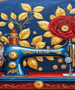 Blue Sewing Machine Diamond Painting