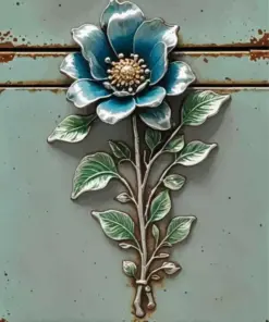 Blue Silver Flower Diamond Painting