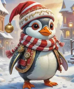 Cartoon Christmas Penguin Diamond Painting