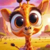 Cartoon Giraffe With Big Eyes Diamond Painting