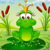 Cartoon Queen Frog On A Lily Pad Diamond Painting