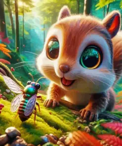 Cartoon Squirrel With Big Eyes Diamond Painting