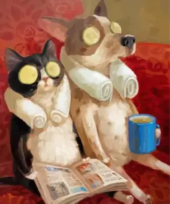 Cat And Dog In Beauty Salon Diamond Painting